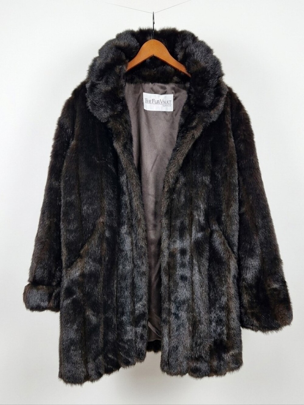 The Fur Vault At Macy Mid Length Women's Brown Fur Trench Coat Jacket